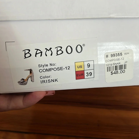 Bamboo "Compose" Platform Block Heels in Iridescent Snakeskin - NIB - Size 9 - Picture 11 of 13